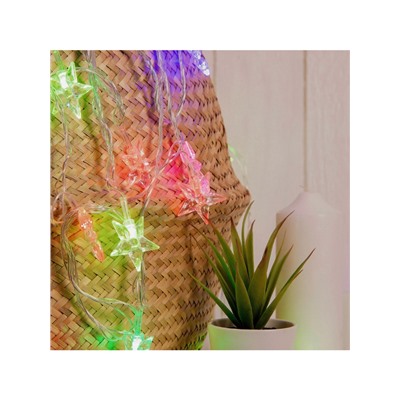 Гирлянда «Нить» 5 м с насадками «Звезда средняя», IP20, прозрачная нить, 20 LED, свечение мульти (RG/RB), мигание, 220 В