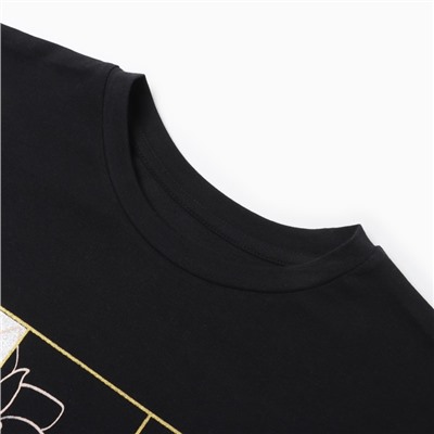 Футболка женская, чёрная, размер ONE SIZE (42-46)