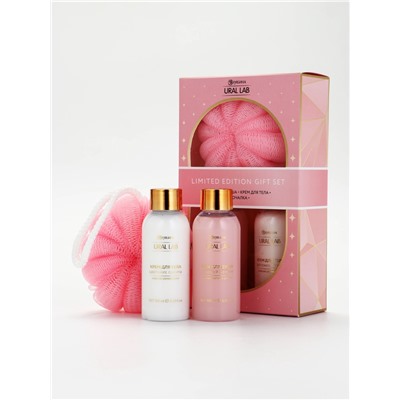 Подарочный набор: гель для душа и крем для тела 2 шт. × 100 мл, мочалка, URAL LAB