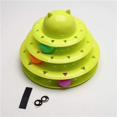 Игровой комплекс для кошек «Пижон», 24.5×24.5×13 см, с 3 шариками, зелёный