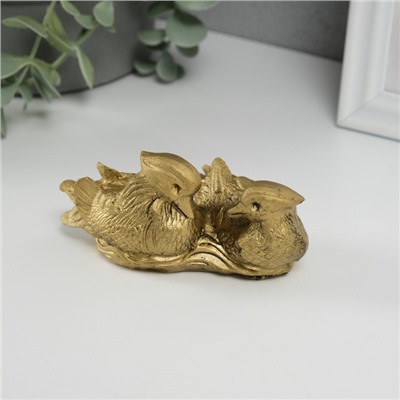 Нэцкэ фигурка «Уточки мандаринки вместе», 11×6×4.8 см, под бронзу