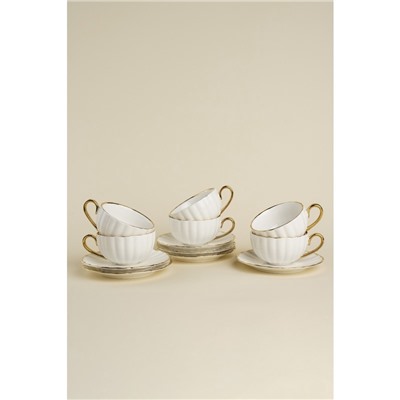 Чайный сервиз SL Home «Гарда», 12 предметов: 6 чашек 200 мл, 6 блюдец d=15 см, белый с золотом