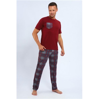 814 Комплект домашней одежды (Бордо,серый)