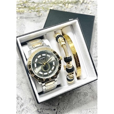 Подарочный набор для женщин часы, 2 браслета + коробка #22852960