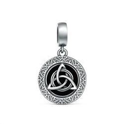 Подвеска-оберег из чернёного серебра с чёрным агатом - Триксель (Солнечный символ, отображающий движение солнца в трех стадиях: восход, зенит, закат. Символ равновесия с природой, которое дает спокойс 5102001 Триксель