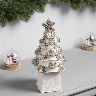 Фигура деревянная «Ёлочка белая», 27×14×14 см, 35 LED, батарейки AAx2 (не в комплекте), свечение теплое белое