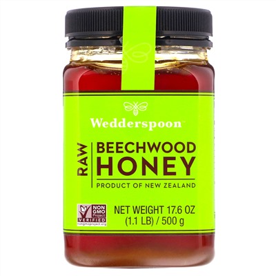 Wedderspoon, Raw Beechwood Honey, 17.6 oz (500 g)