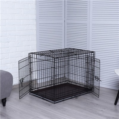 Клетка для собак №3 с металлическим поддоном, складная, 76×56×60 см