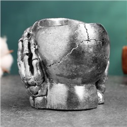 Фигурное кашпо для цветов «Череп», 9×9×8 см, гипс, серое