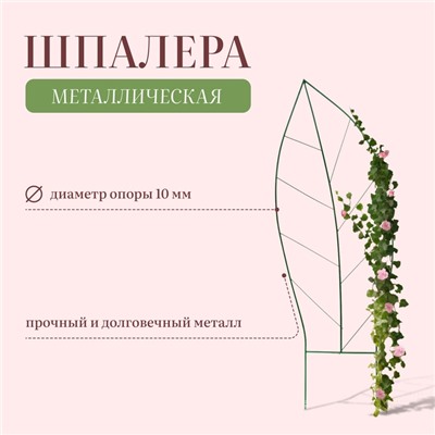 Шпалера, 187×60×1 см, металл, зелёная, «Лист»