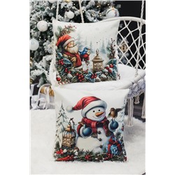 Наволочка декоративная новогодняя 2 шт рогожка