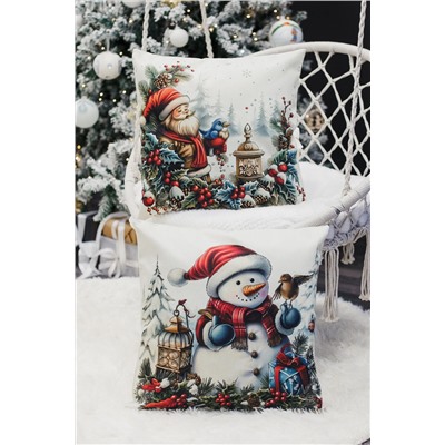 Наволочка декоративная новогодняя 2 шт рогожка