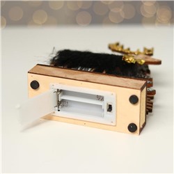 Декор с подсветкой «Ёлочки и олень с колокольчиком», 13.5×5×22 см, зелёный