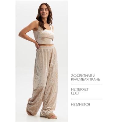 Брюки домашние женские KAFTAN Velvet, размер 44-46, бежевые