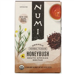 Numi Tea, Organic Herbal Teasan, Honeybush, Caffeine Free, 18 Tea Bags, 1.52 oz (43.2 g)