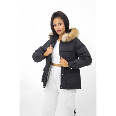 Универсальная парка с натуральным мехом, Евро-зима, демисезон. арт.615 (Черный)