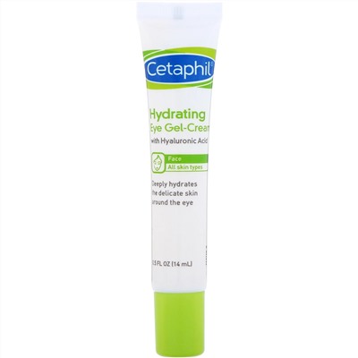 Cetaphil, увлажняющий гель-крем для глаз с гиалуроновой кислотой, 14 г (0,5 унции)