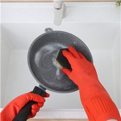 Перчатки хозяйственные Доляна, размер L, 38 см, длинные манжеты, латексные, цвет красный