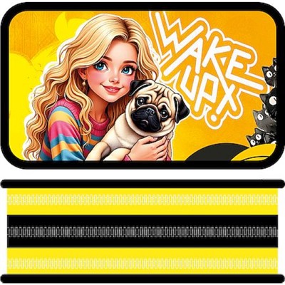 Пенал 6-ти ств. 190х105 мм ПО-110 "ДЕВУШКА С МОПСОМ 2026" большой Пчелка