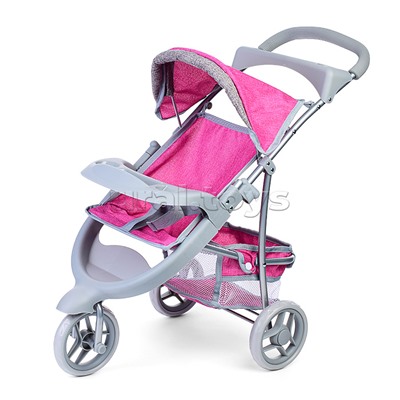 Коляска для кукол, 3-колесная, металлическая, прогулочная, с тентом, с корзиной