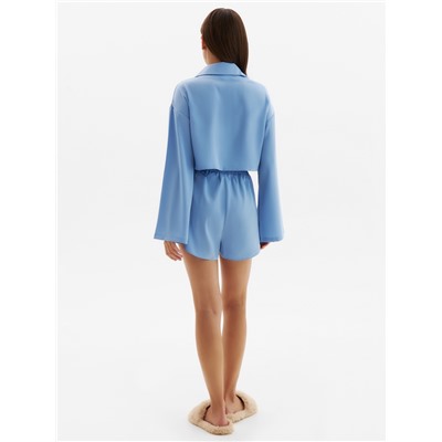 Пижама женская (рубашка, шорты) женская MINAKU: Home collection, небесно-голубая, размер 50