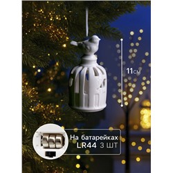 Подвеска светодиодная «Птичка», 5.8×5.8×11 см, 1 LED, керамика, от батареек LR44×2, свечение тёплое белое