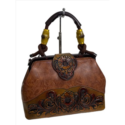 Женская сумка из искусственной кожи, цвет  коричневый