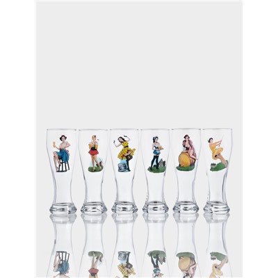 Пивной стакан Pin-up Beer, 500 мл, стекло, рисунок МИКС