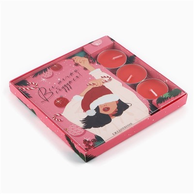 Подарочный набор новогодний, ежедневник и чайные свечи «Новогодних чудес»