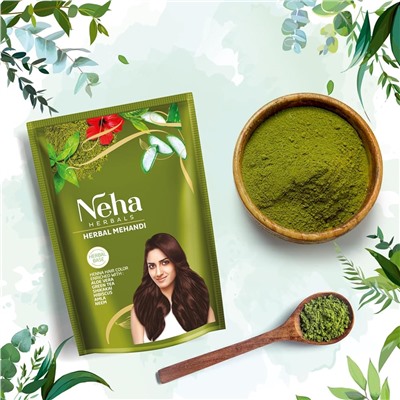 Neha Herbals Hair Mehandi 500g / Краска для Волос Темно-Каштановый 500 г