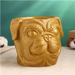 Фигурное кашпо для цветов «Рикки», 18×16×15 см, бетон, золотистое