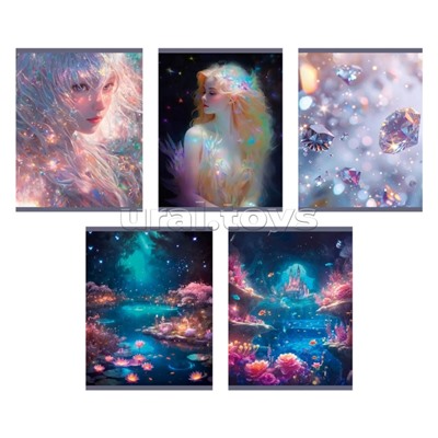 Тетрадь 24л. клетка "Волшебные девочки" скрепка. обл.: мел. картон. Бум. оф.60 г/м2. поля.