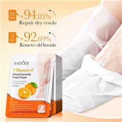 SADOER Восстанавливающая маска-носочки для ног с никотинамидом и витамином С
