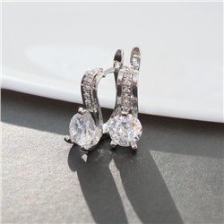 Серьги ювелирная бижутерия, покрытие посеребрение, вставка: фианиты, цвет: прозрачный, арт.213.604