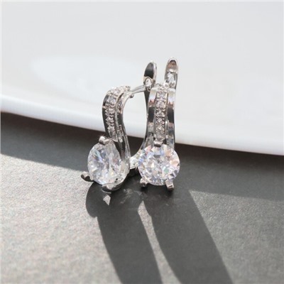 Серьги ювелирная бижутерия, покрытие посеребрение, вставка: фианиты, цвет: прозрачный, арт.213.604