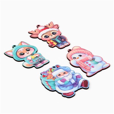 Ёлочная игрушка новогодняя, набор 4 шт.