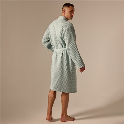 Халат вафельный мужской SL HOME: Boho «Аззура», размер M, хлопок 100%, бирюзовый