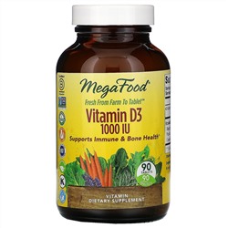 MegaFood, витамин D3, 1000 МЕ, 90 таблеток