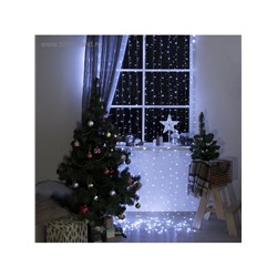 Гирлянда «Занавес» 2×3 м, IP20, прозрачная нить, 720 LED, свечение белое, 8 режимов, 220 В