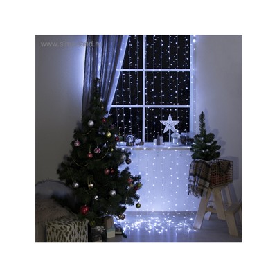 Гирлянда «Занавес» 2×3 м, IP20, прозрачная нить, 720 LED, свечение белое, 8 режимов, 220 В