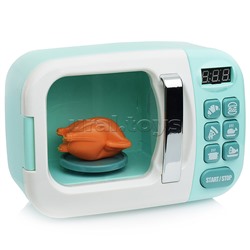 Бытовая техника "Микроволновка" с кухонными приборами и набором продуктов, бирюзовый, (свет, звук) в коробке