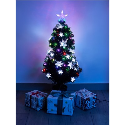 Ёлка светодиодная «Снежинки» 90 см, диаметр нижнего яруса 45 см, 80 веток, мигание, свечение мульти