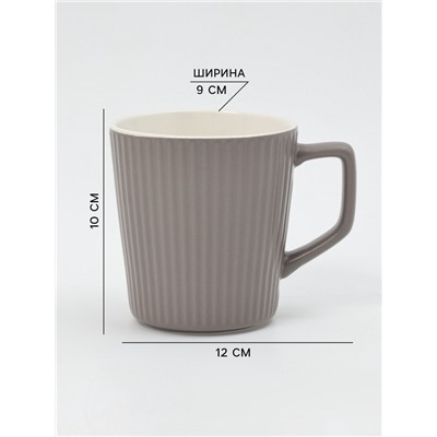 Кружки Loft, набор 4 шт., 360 мл, 12×9×10 см, фарфор, серые