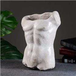 Фигурное кашпо для цветов «Торс», 1 л, 29×28×13 см, керамика, серое