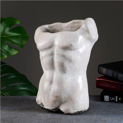 Фигурное кашпо для цветов «Торс», 1 л, 29×28×13 см, керамика, серое