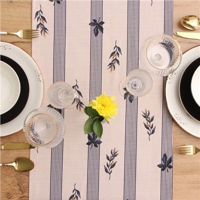 Дорожка на стол Этель Leaves, 40×149 см, 100% хлопок, репс 220 г/м², бежевая