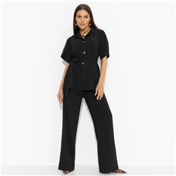 Брючный костюм с кружевными вставками, Престижная номинация (черный, 2 в 1, с поясом)