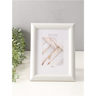 Фоторамка для фото 15×21 см «МИРАМ», пластик, белый, (пластиковый экран)