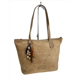 Женская сумка из искусственной замши, цвет светло коричневый