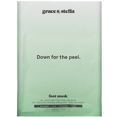 Grace & Stella, Dr. Pedicure, маска-пилинг для ног, оригинальная, 1 пара